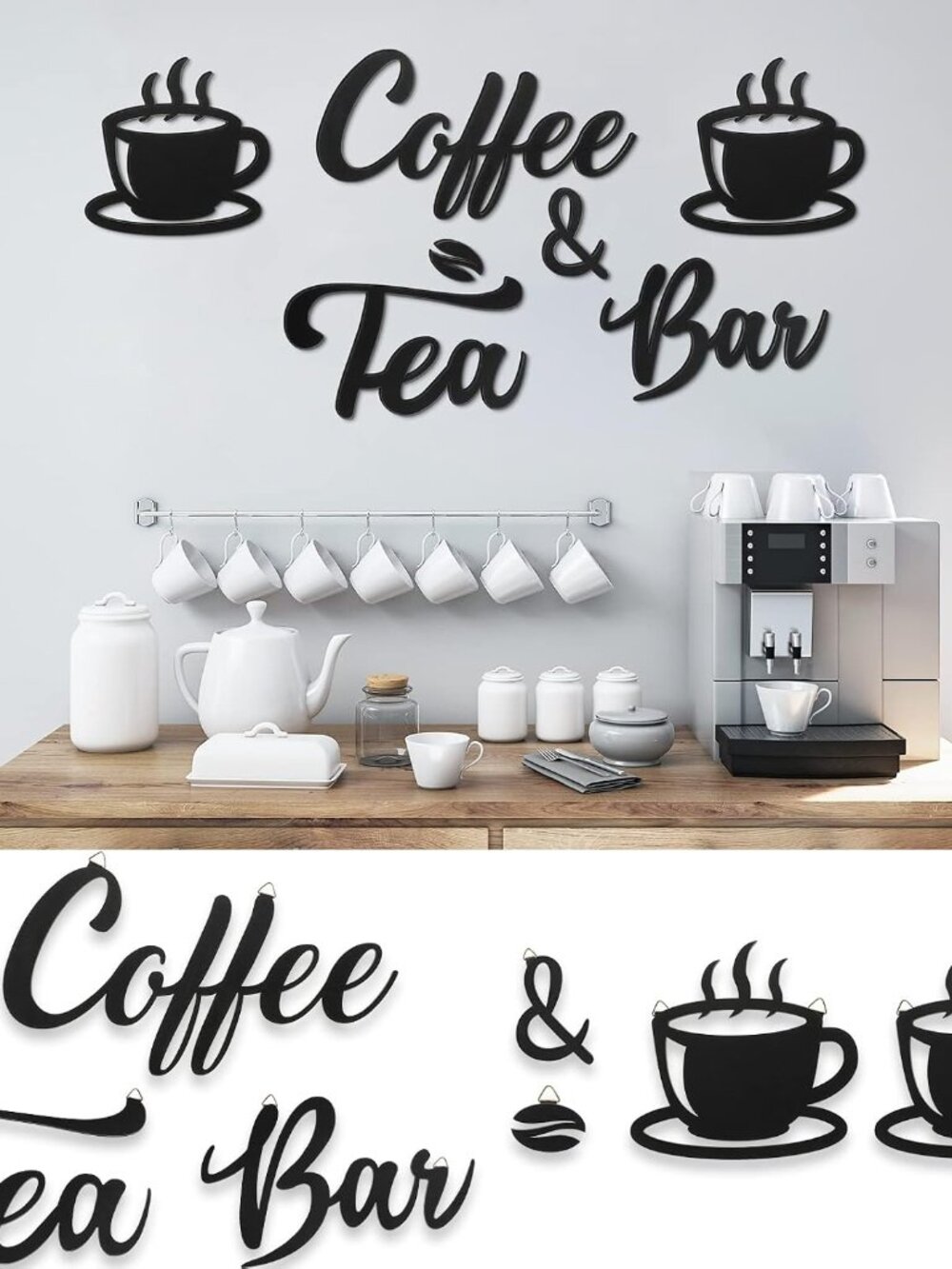 7 Pieces Coffee Bar Sign Wall Decor for Kitchen Office